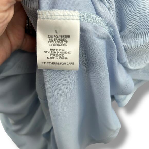 NEW Hippie Rose LIght Blue Coquette Mini Dress Size Large Y2K Babydoll Empire - Picture 7 of 9